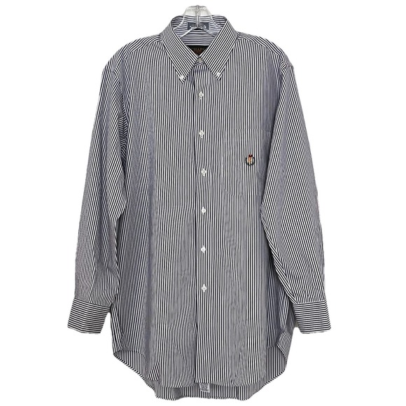 Chaps Ralph Lauren Men's Dress Shirt 16 32/33 Blue Stripe Long Sleeve Button Up - Picture 2 of 7
